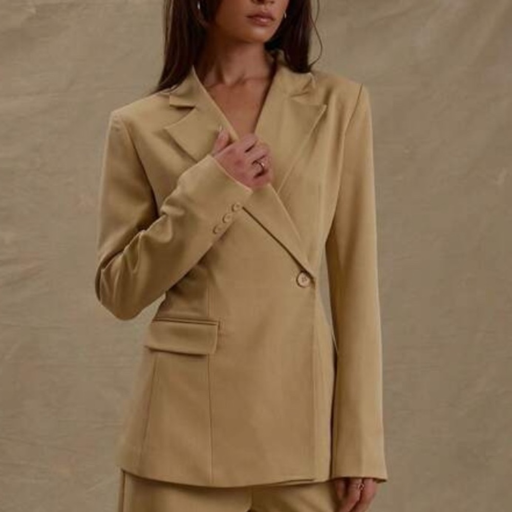 Butter yellow pale wrap button blazer - Picture 5 of 7